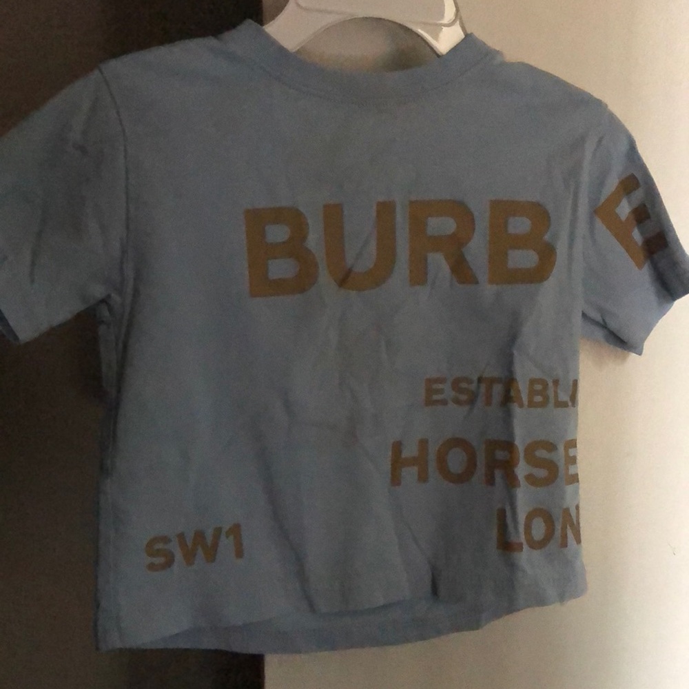 Kids Burberry light blue shirt with lettering
